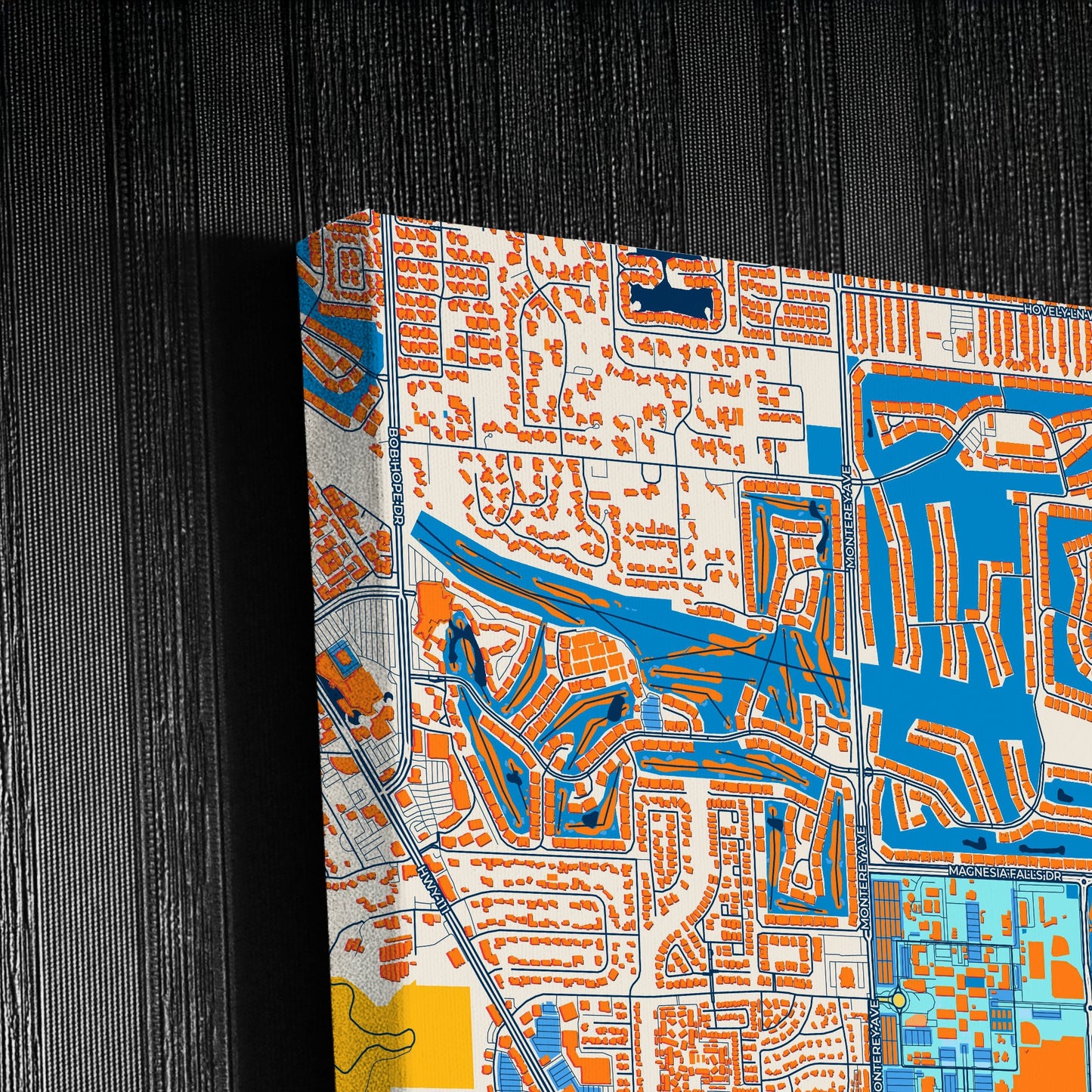 Palm Desert California Colorful City Map Canvas Print Detail