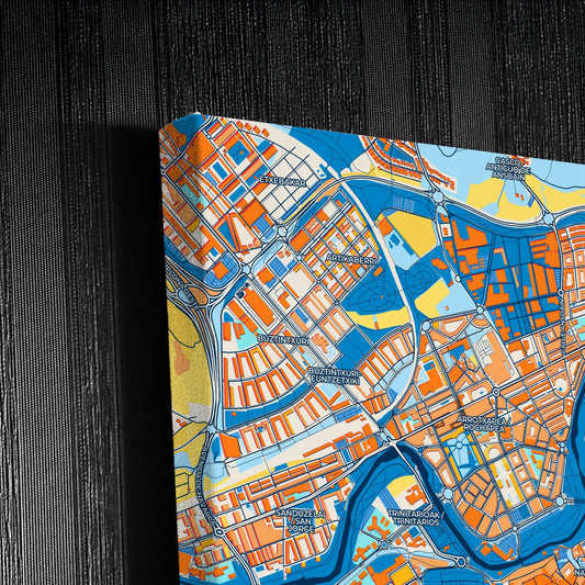 Pamplona Spain Colorful City Map Canvas Print Detail