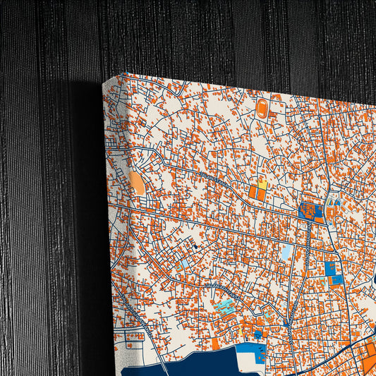 Pangkal Pinang Indonesia Colorful City Map Canvas Print Detail