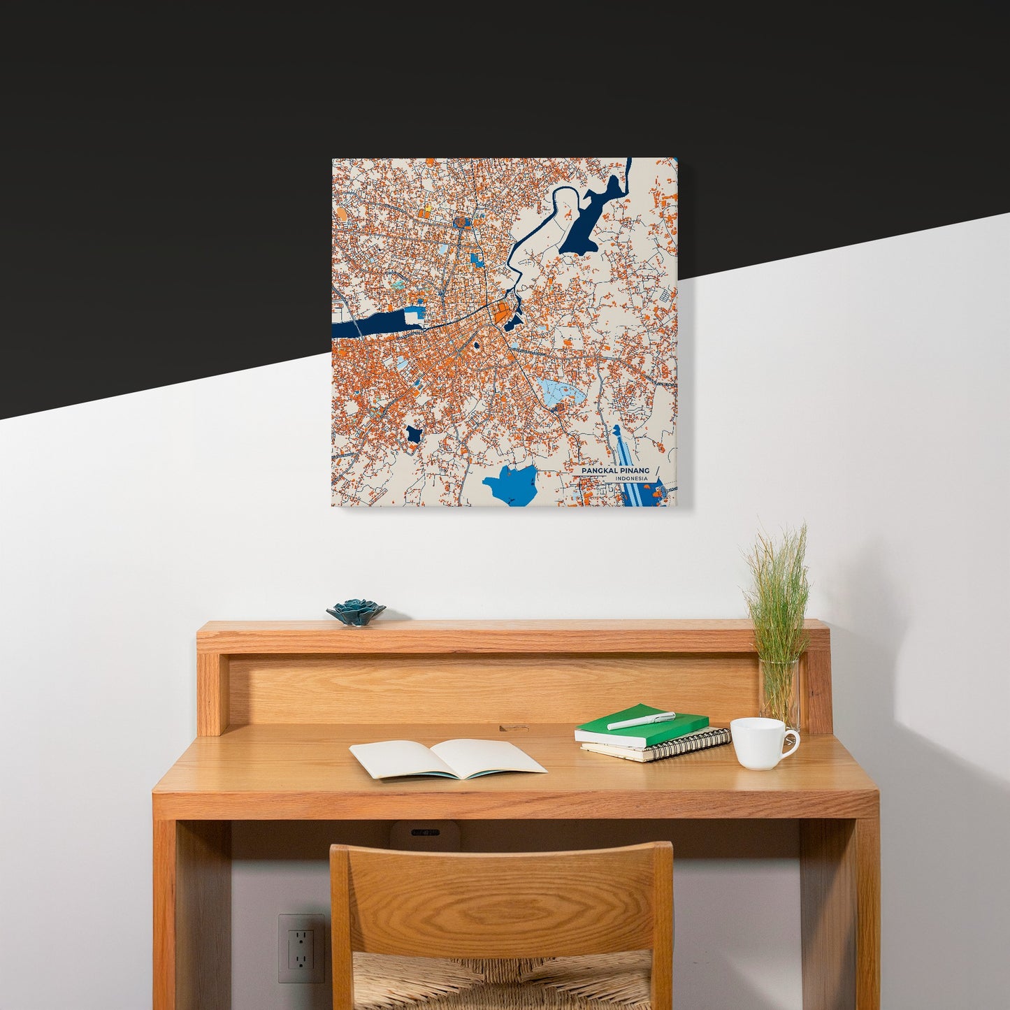 Pangkal Pinang Indonesia Colorful City Map Canvas Print Scene