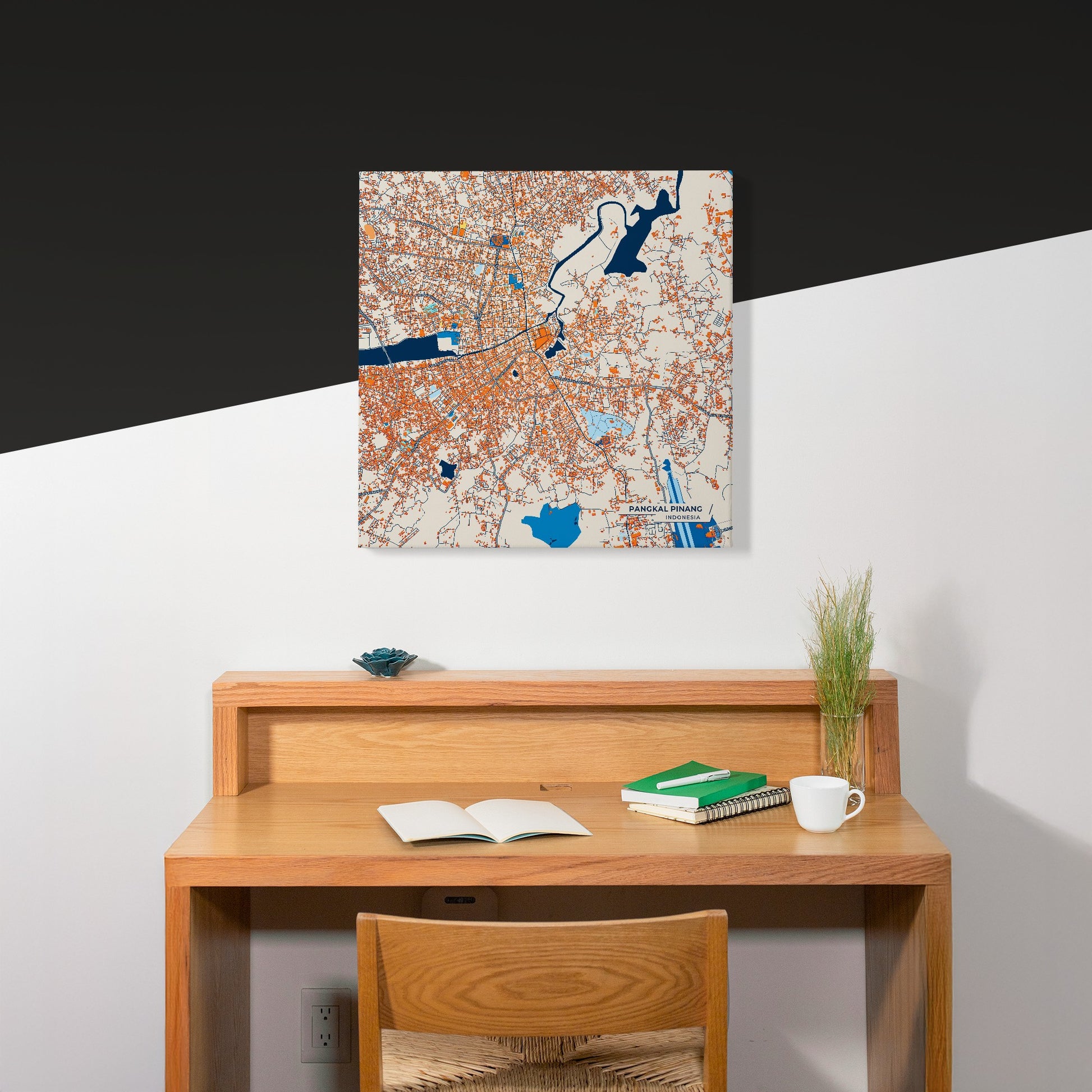 Pangkal Pinang Indonesia Colorful City Map Canvas Print Scene