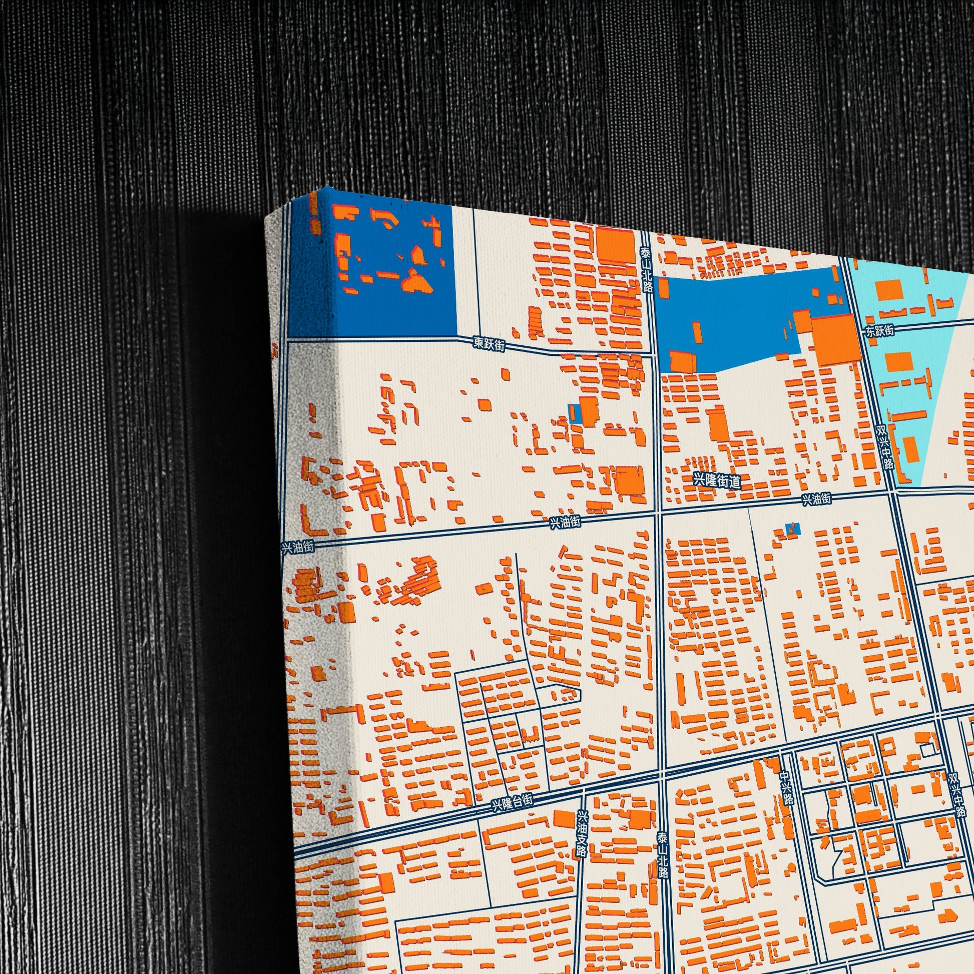 Panjin China Colorful City Map Canvas Print Detail