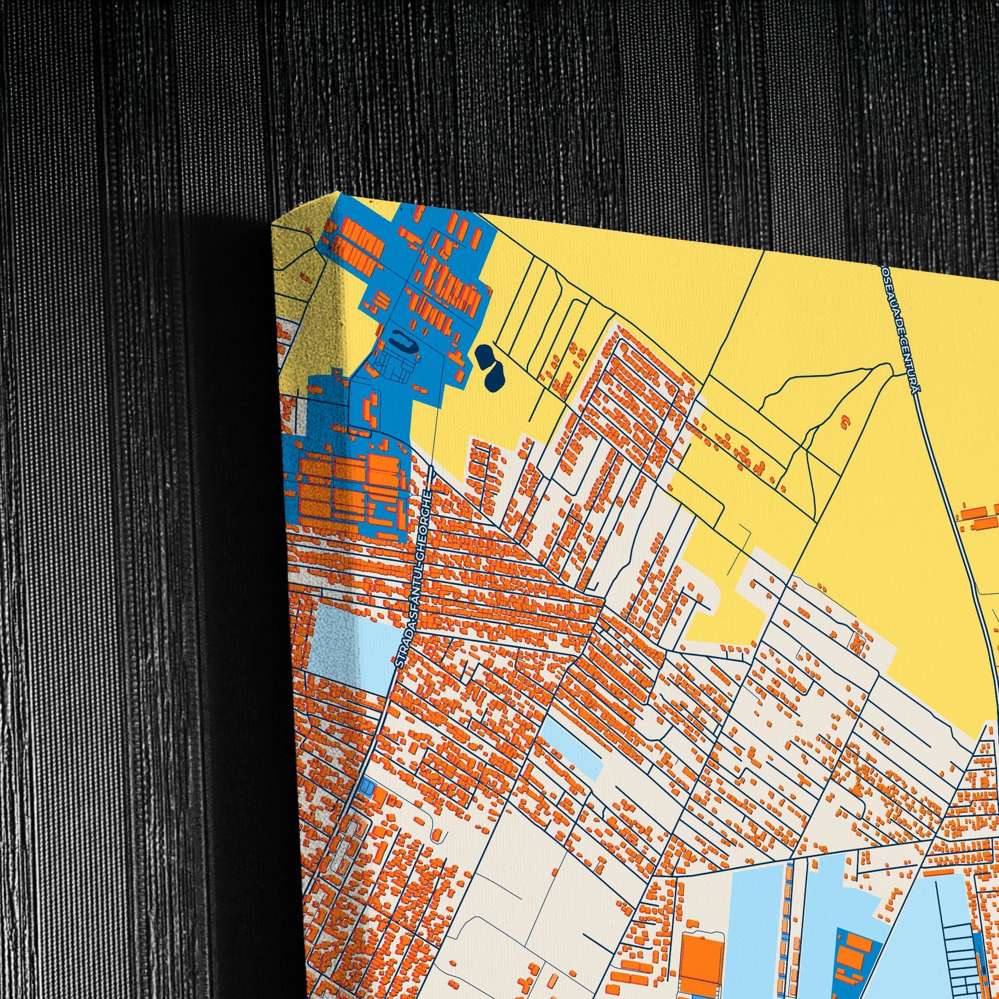 Pantelimon Romania Colorful City Map Canvas Print Detail