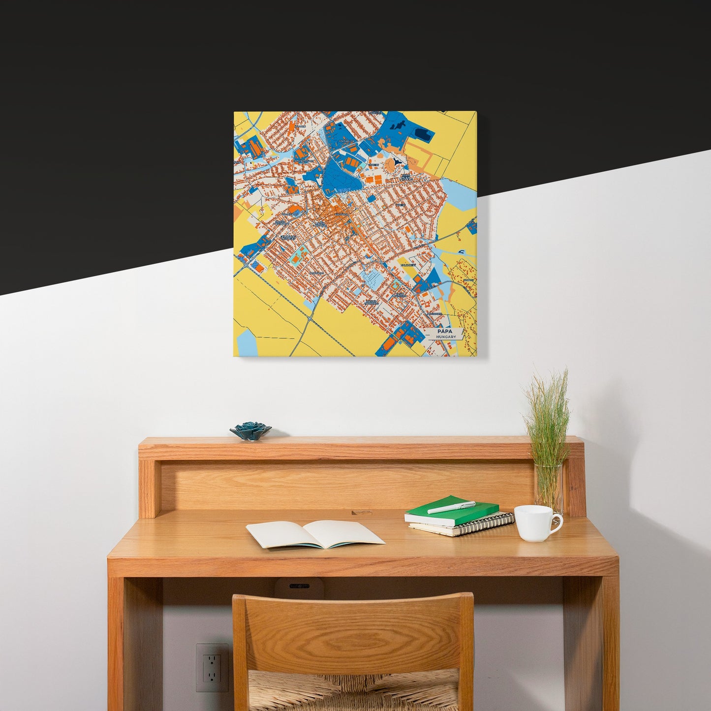 Papa Hungary Colorful City Map Canvas Print Scene