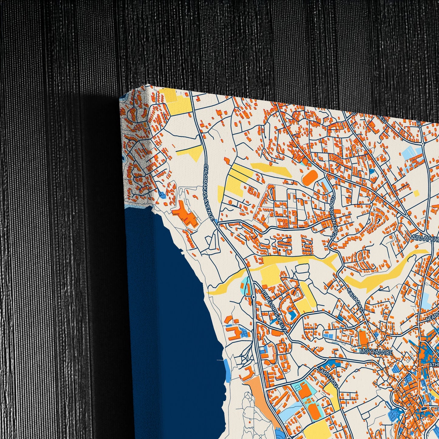 Paphos   Cyprus Colorful City Map Canvas Print Detail