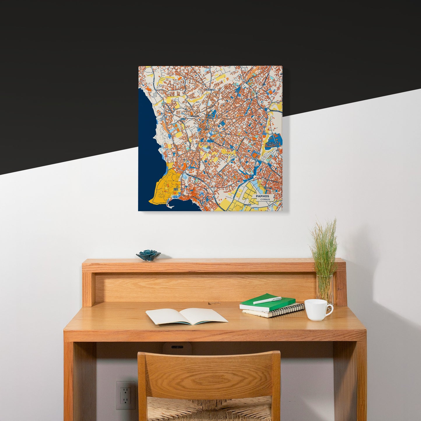 Paphos   Cyprus Colorful City Map Canvas Print Scene