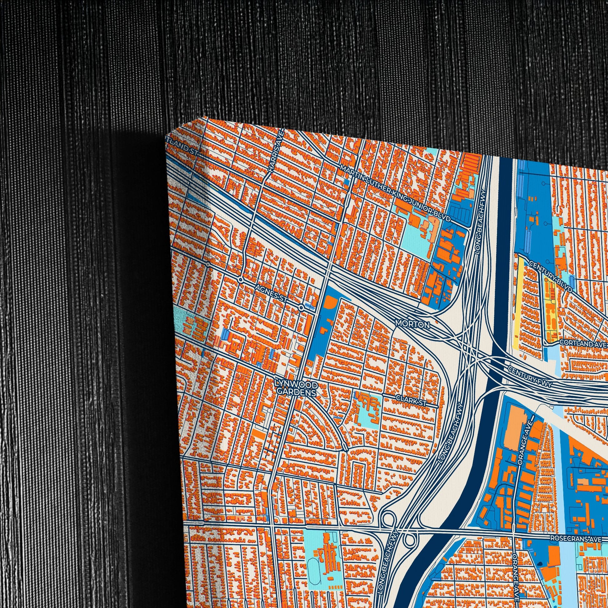 Paramount California Colorful City Map Canvas Print Detail