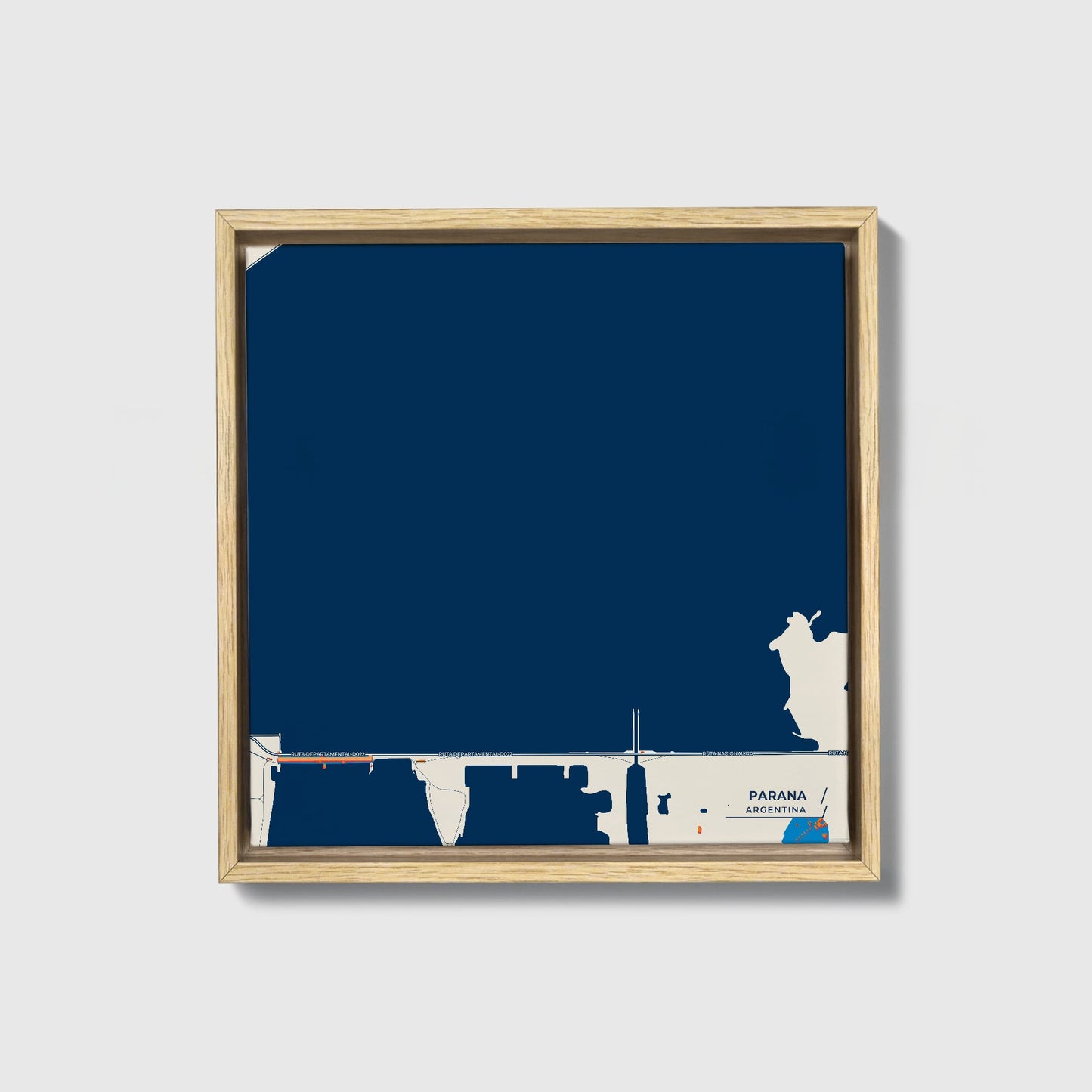 Parana Argentina Colorful City Map Canvas Print • Natural Wooden Framed