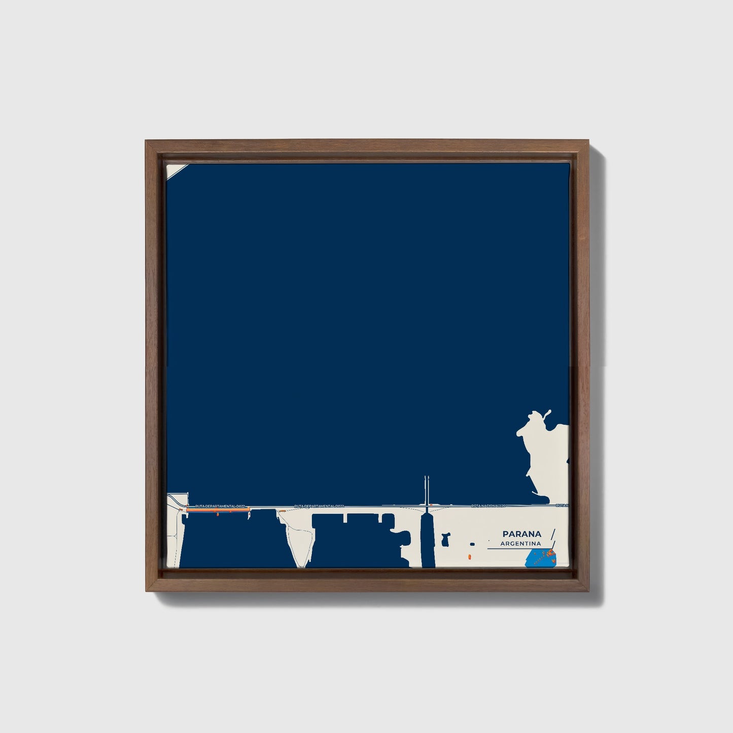 Parana Argentina Colorful City Map Canvas Print • Dark Wooden Framed