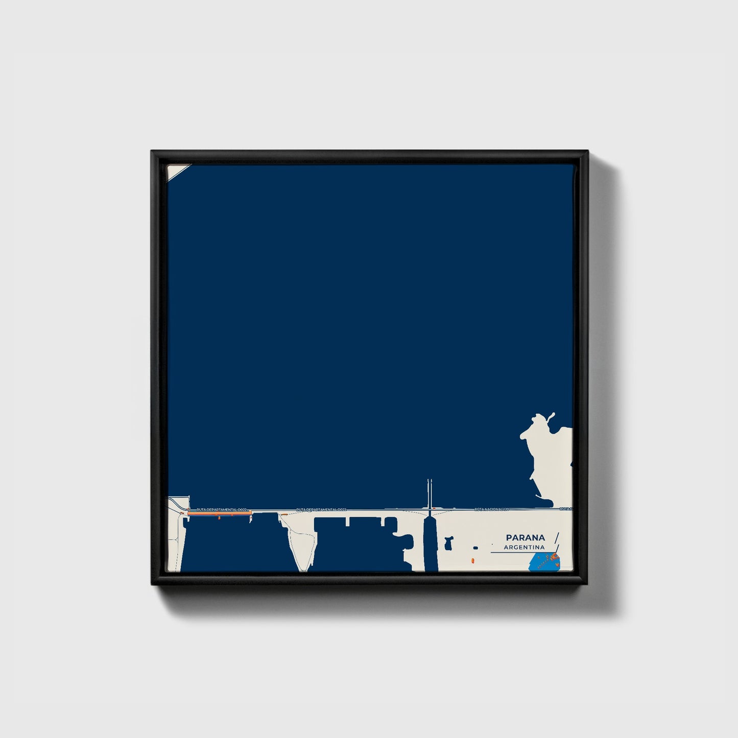 Parana Argentina Colorful City Map Canvas Print • Black Framed