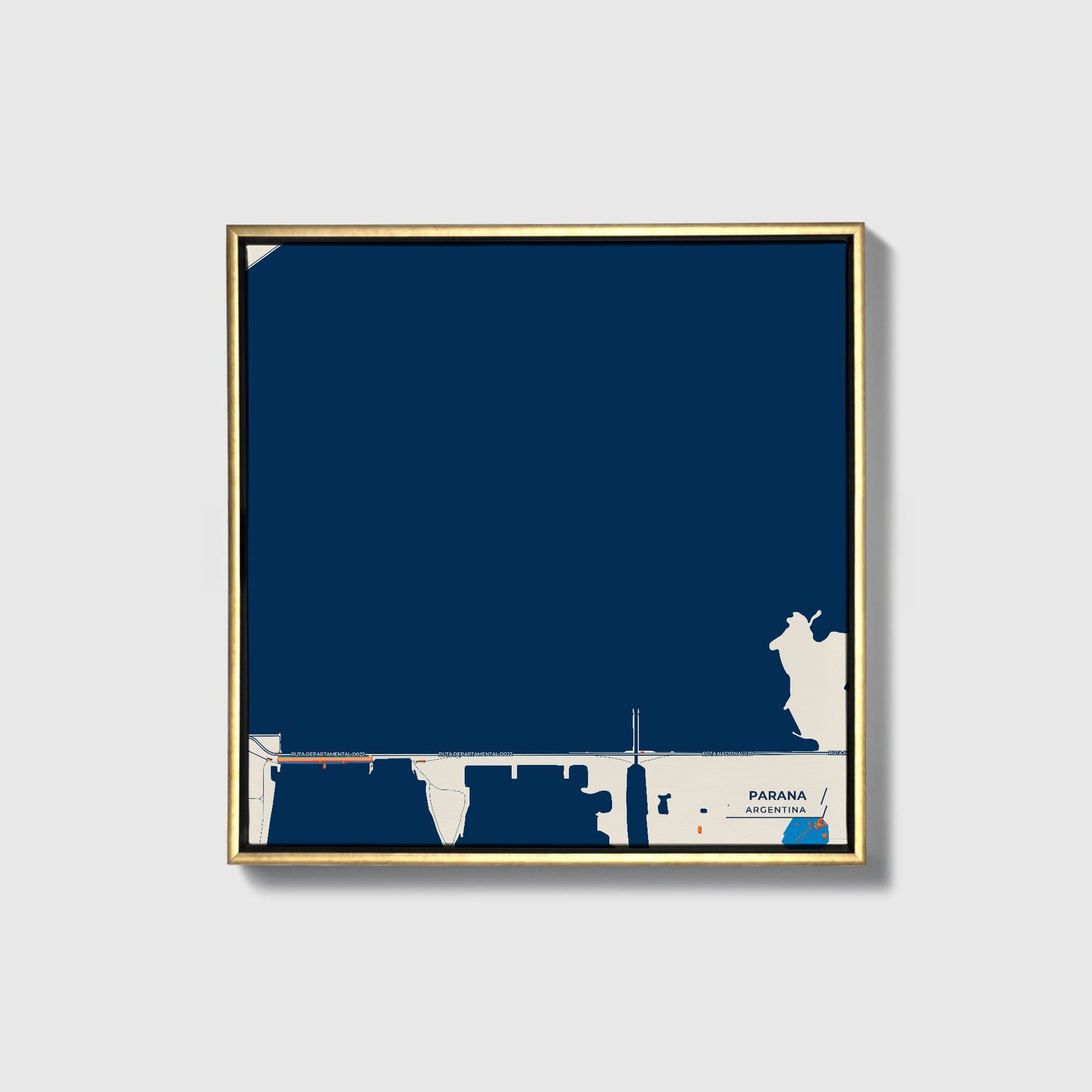 Parana Argentina Colorful City Map Canvas Print • Gold Framed