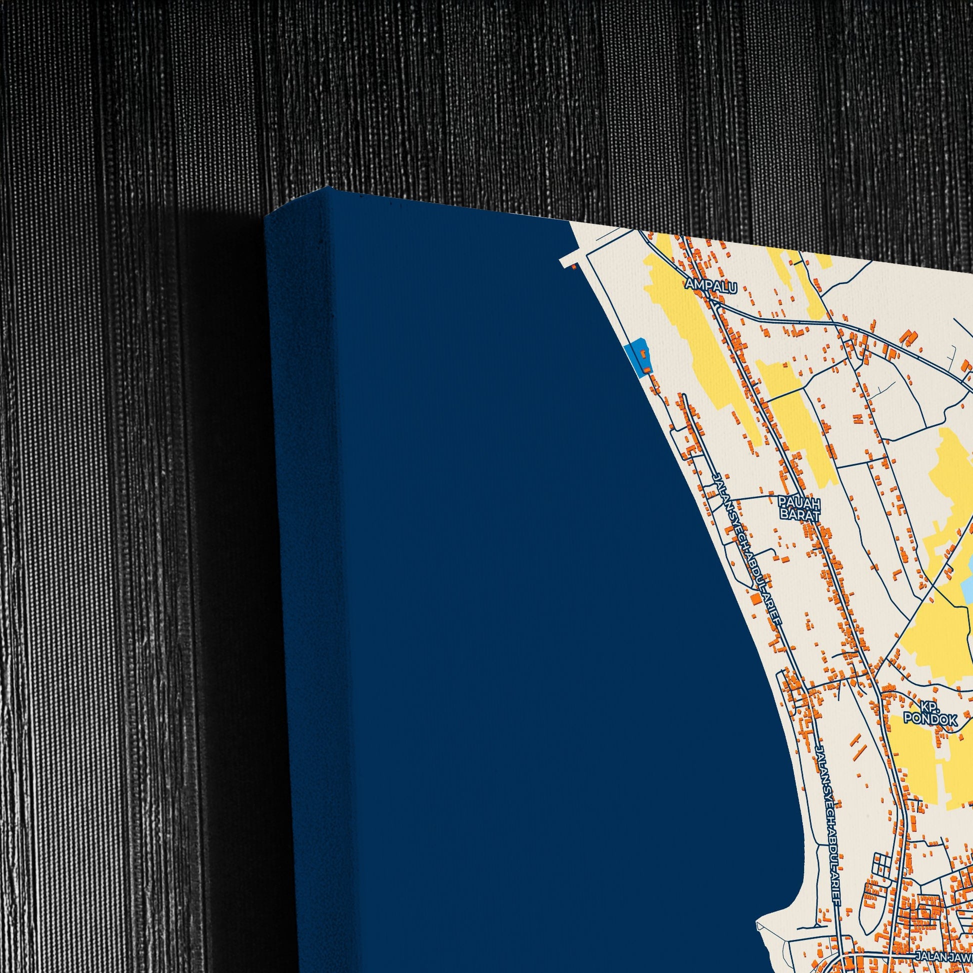 Pariaman Indonesia Colorful City Map Canvas Print Detail