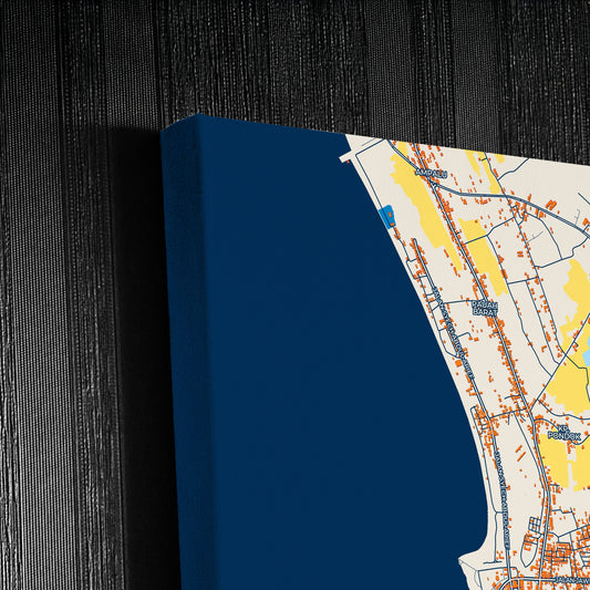 Pariaman Indonesia Colorful City Map Canvas Print Detail