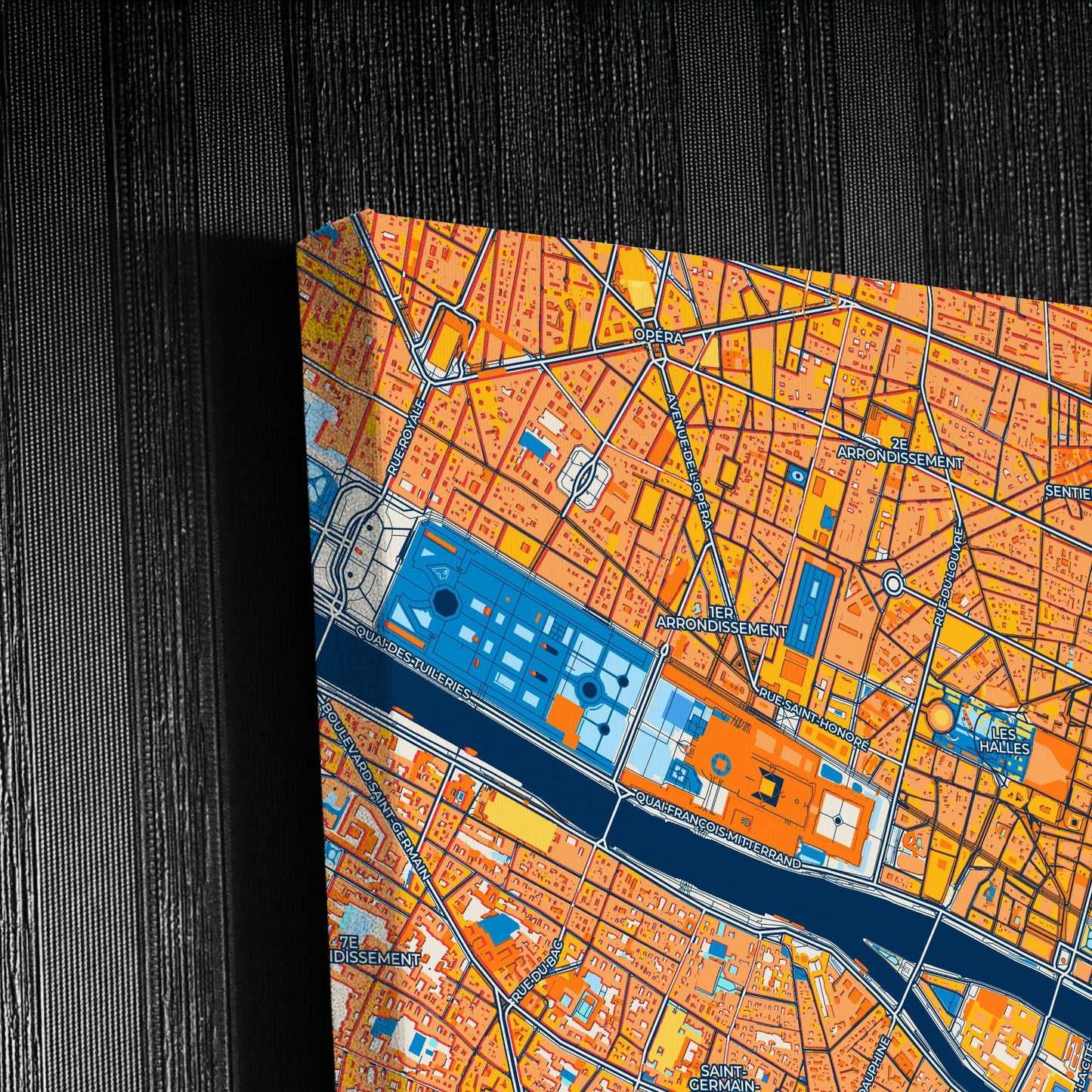 Paris France Colorful City Map Canvas Print Detail