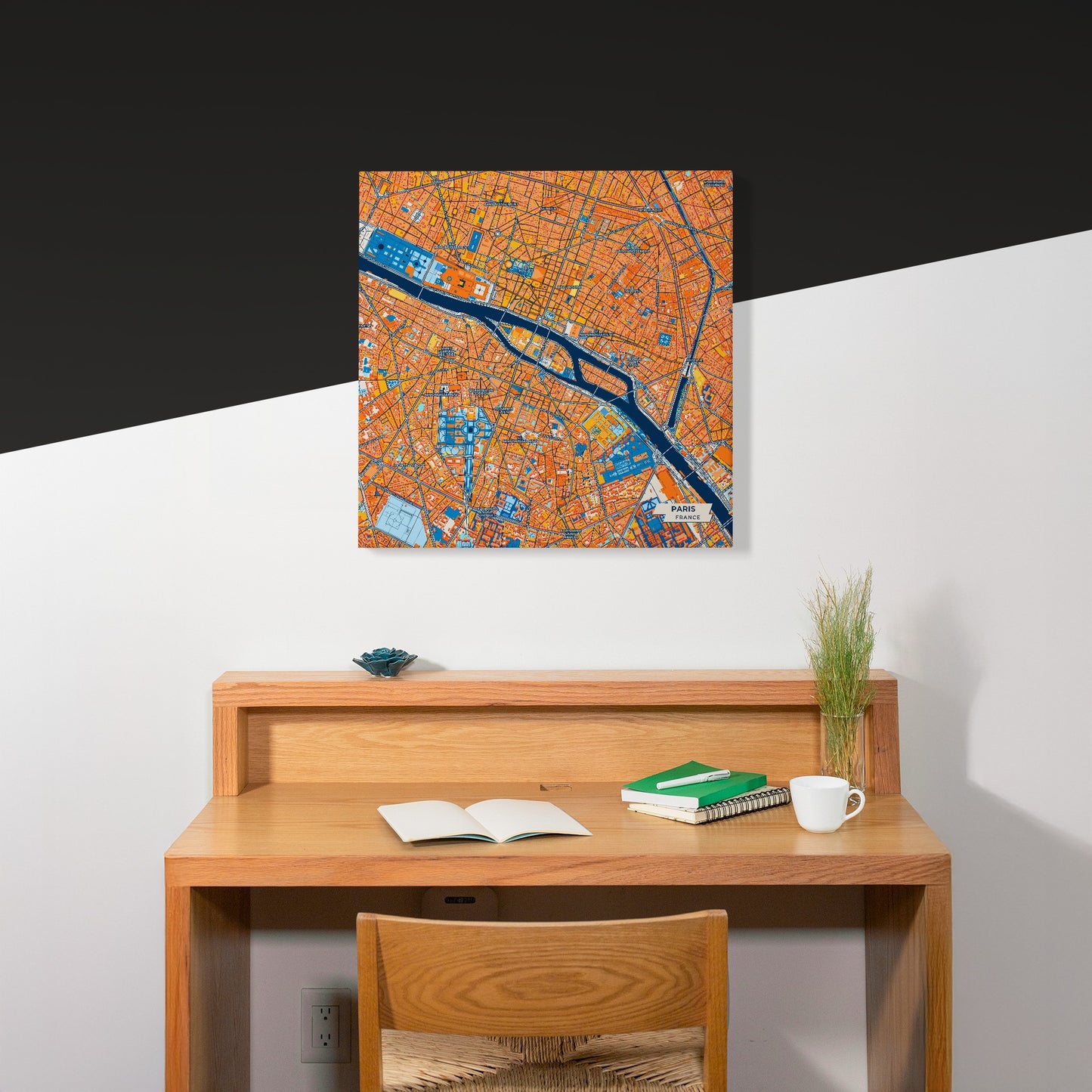 Paris France Colorful City Map Canvas Print Scene