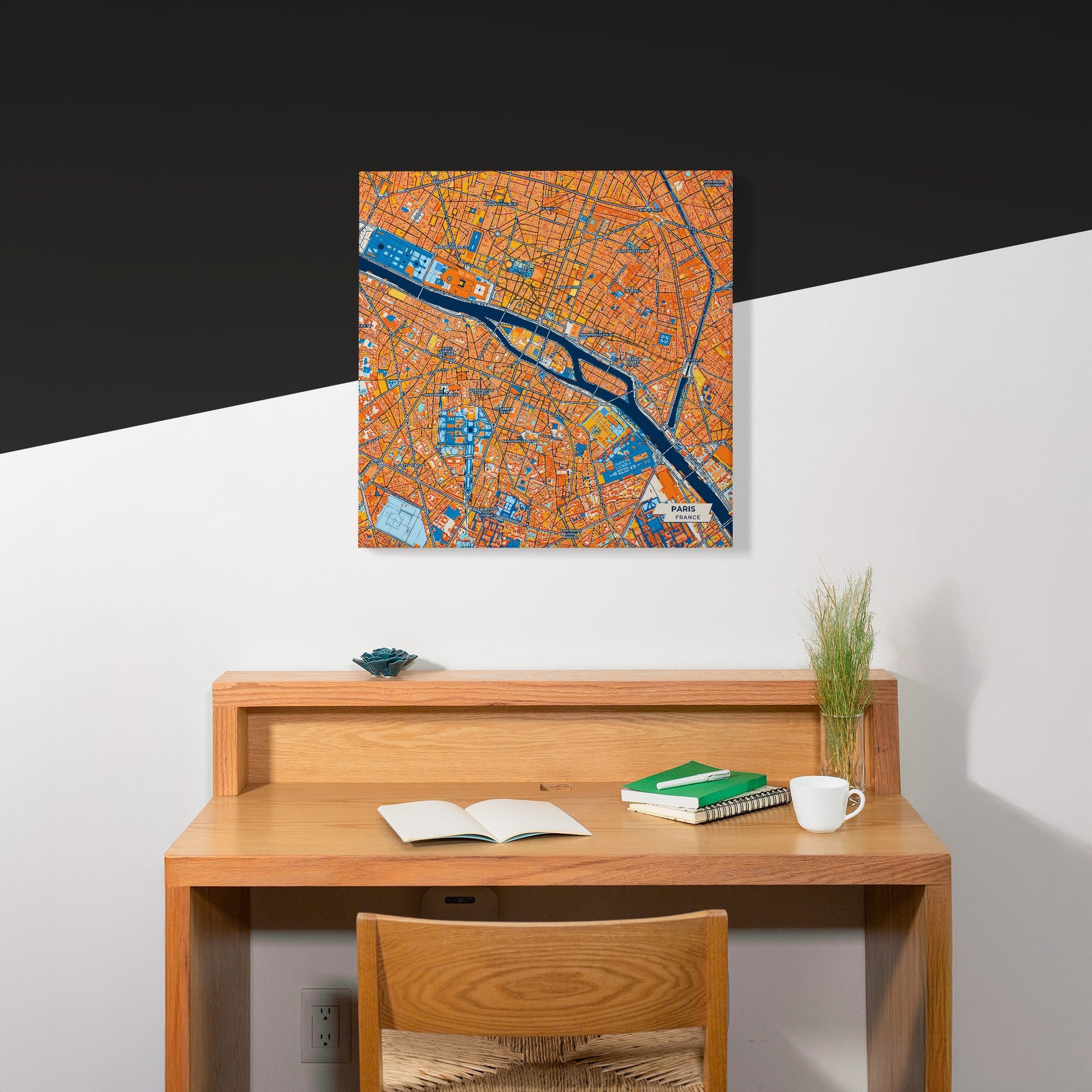 Paris France Colorful City Map Canvas Print Scene