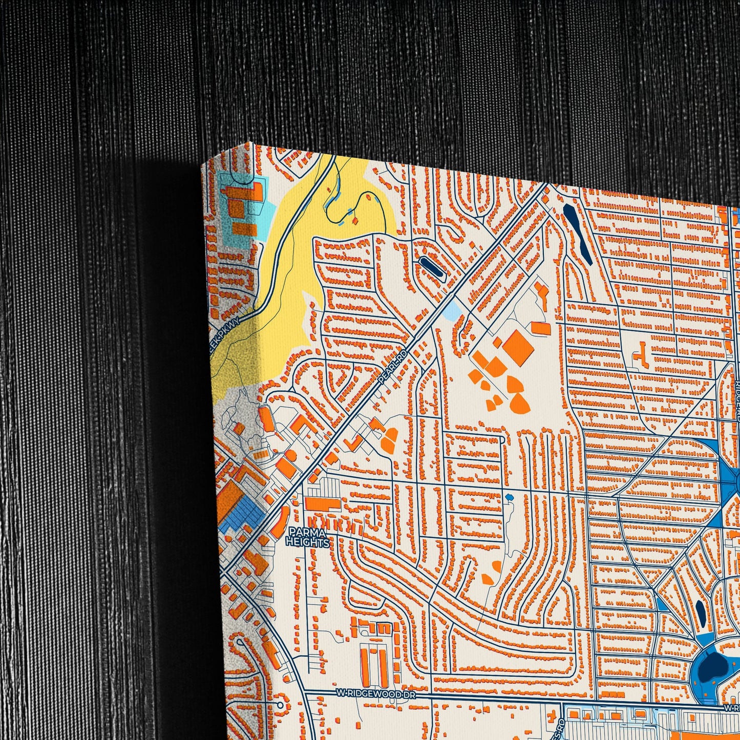 Parma Ohio Colorful City Map Canvas Print Detail