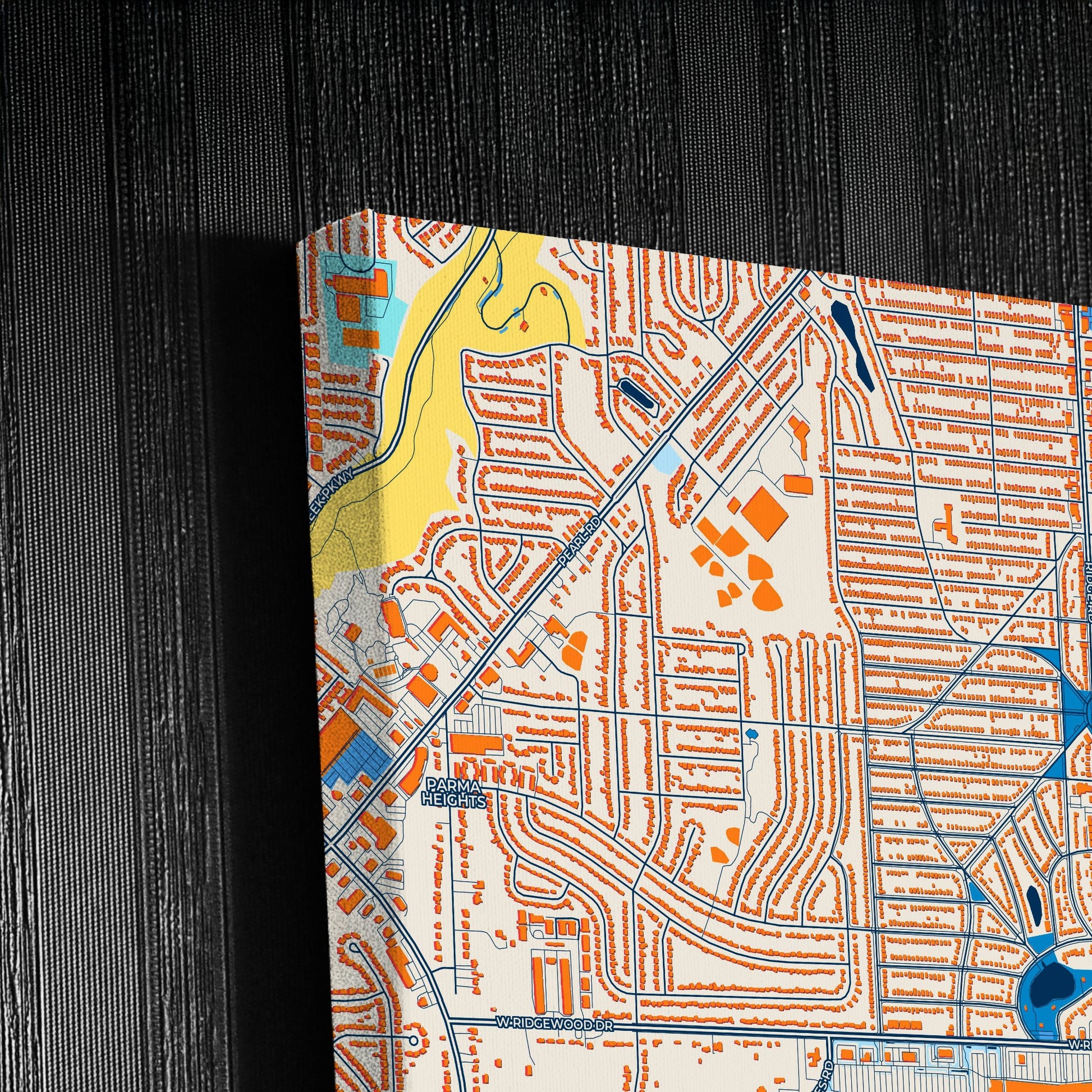 Parma Ohio Colorful City Map Canvas Print Detail