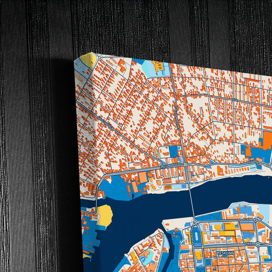 Pärnu Estonia Colorful City Map Canvas Print Detail