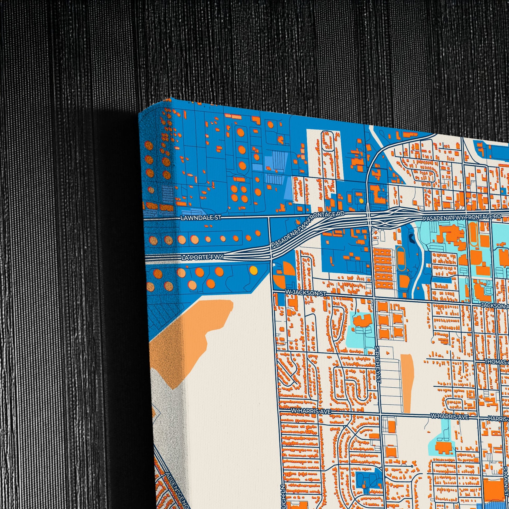 Pasadena Texas Colorful City Map Canvas Print Detail