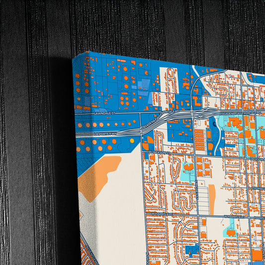Pasadena Texas Colorful City Map Canvas Print Detail