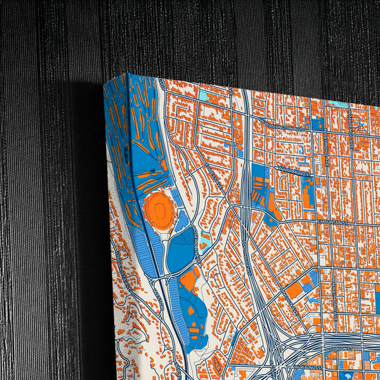 Pasadena California Colorful City Map Canvas Print Detail