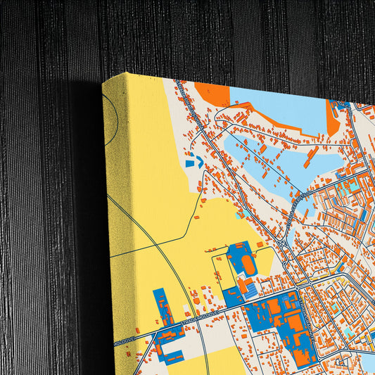 Pașcani Romania Colorful City Map Canvas Print Detail