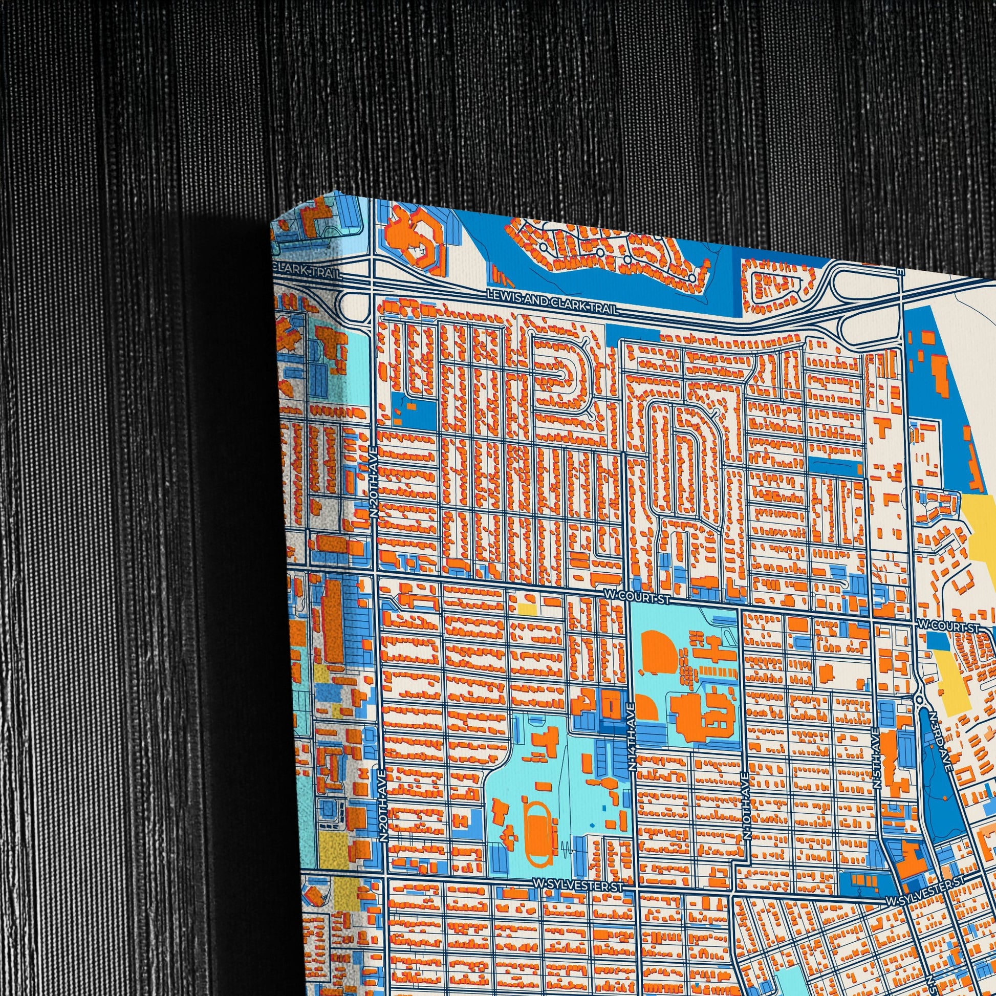 Pasco Washington Colorful City Map Canvas Print Detail