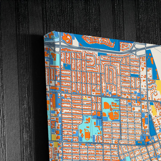 Pasco Washington Colorful City Map Canvas Print Detail