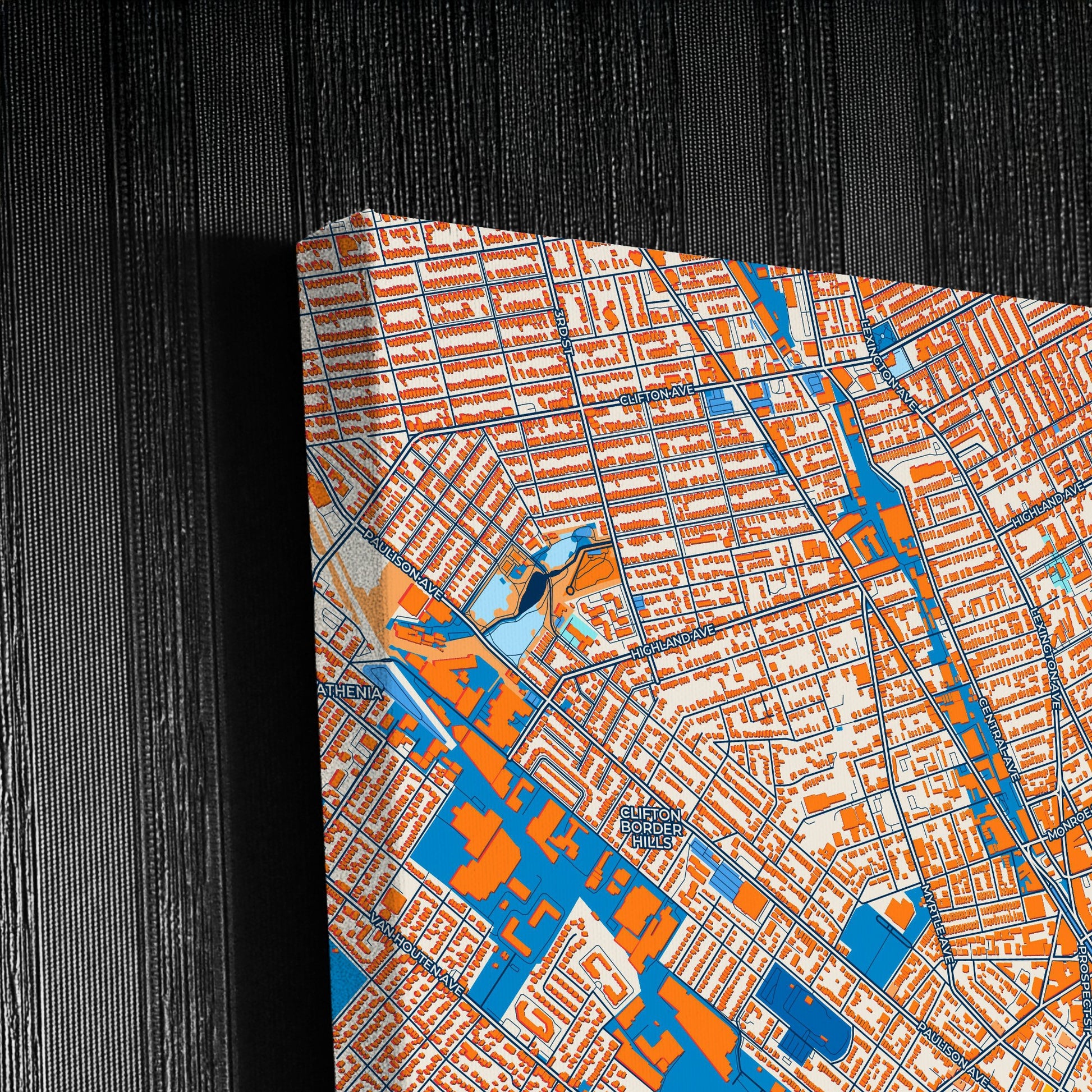 Passaic New Jersey Colorful City Map Canvas Print Detail