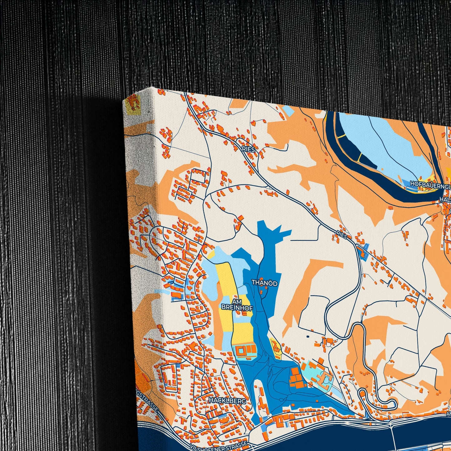 Passau Germany Colorful City Map Canvas Print Detail