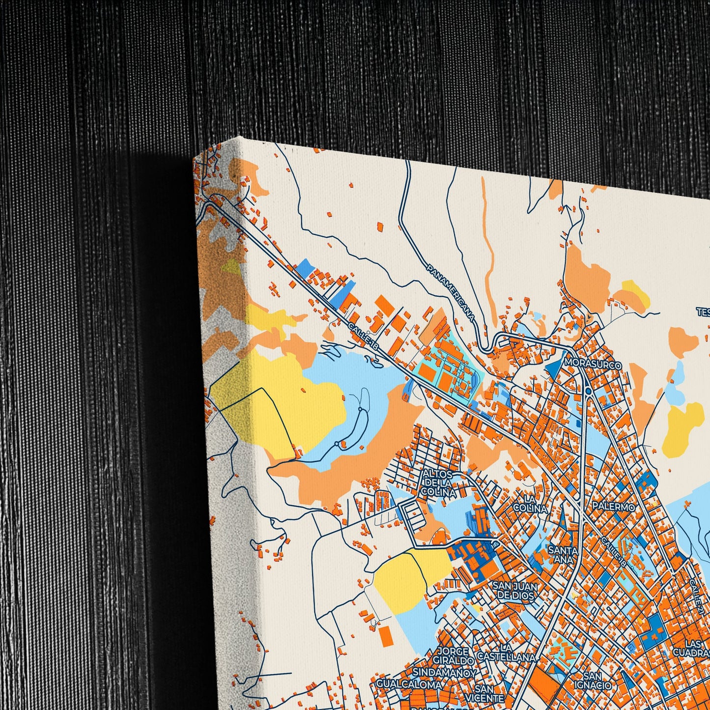 Pasto Colombia Colorful City Map Canvas Print Detail