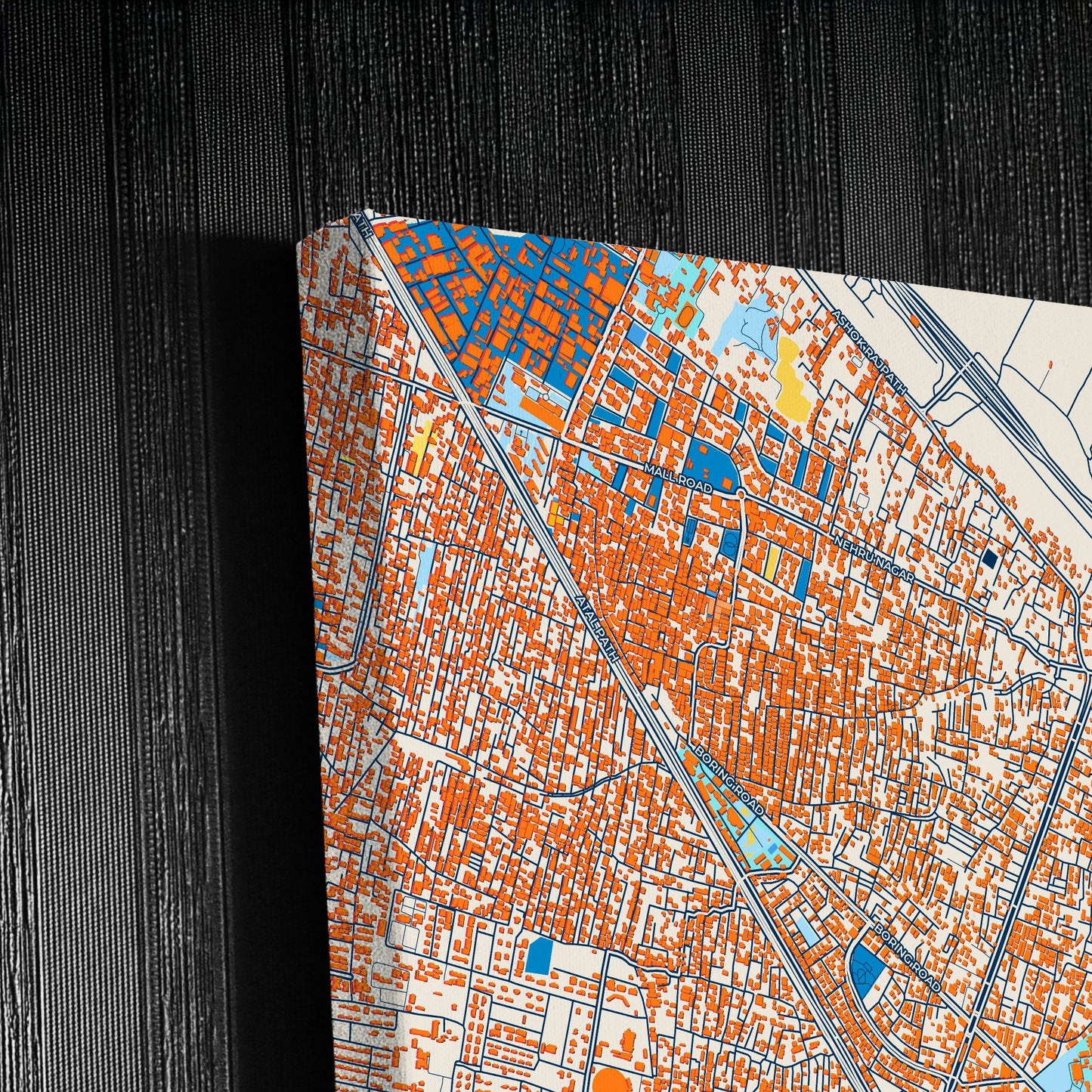 Patna India Colorful City Map Canvas Print Detail
