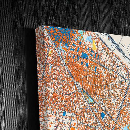 Patna India Colorful City Map Canvas Print Detail