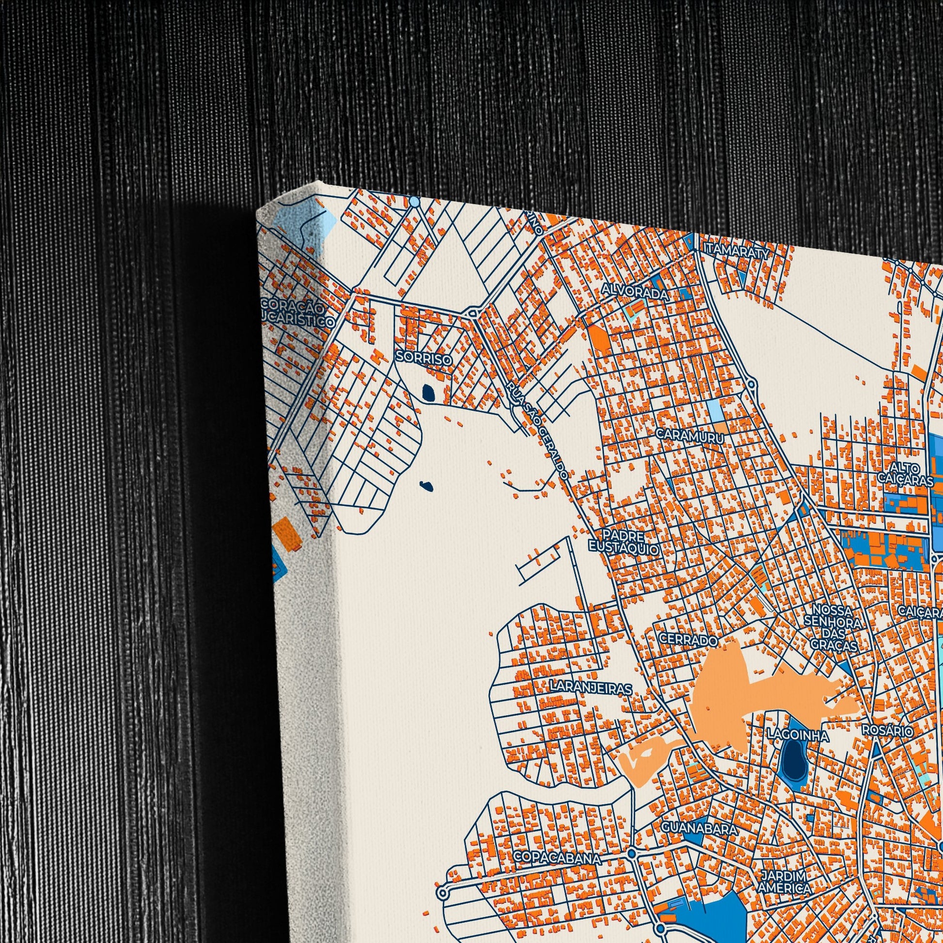 Patos De Minas Brazil Colorful City Map Canvas Print Detail