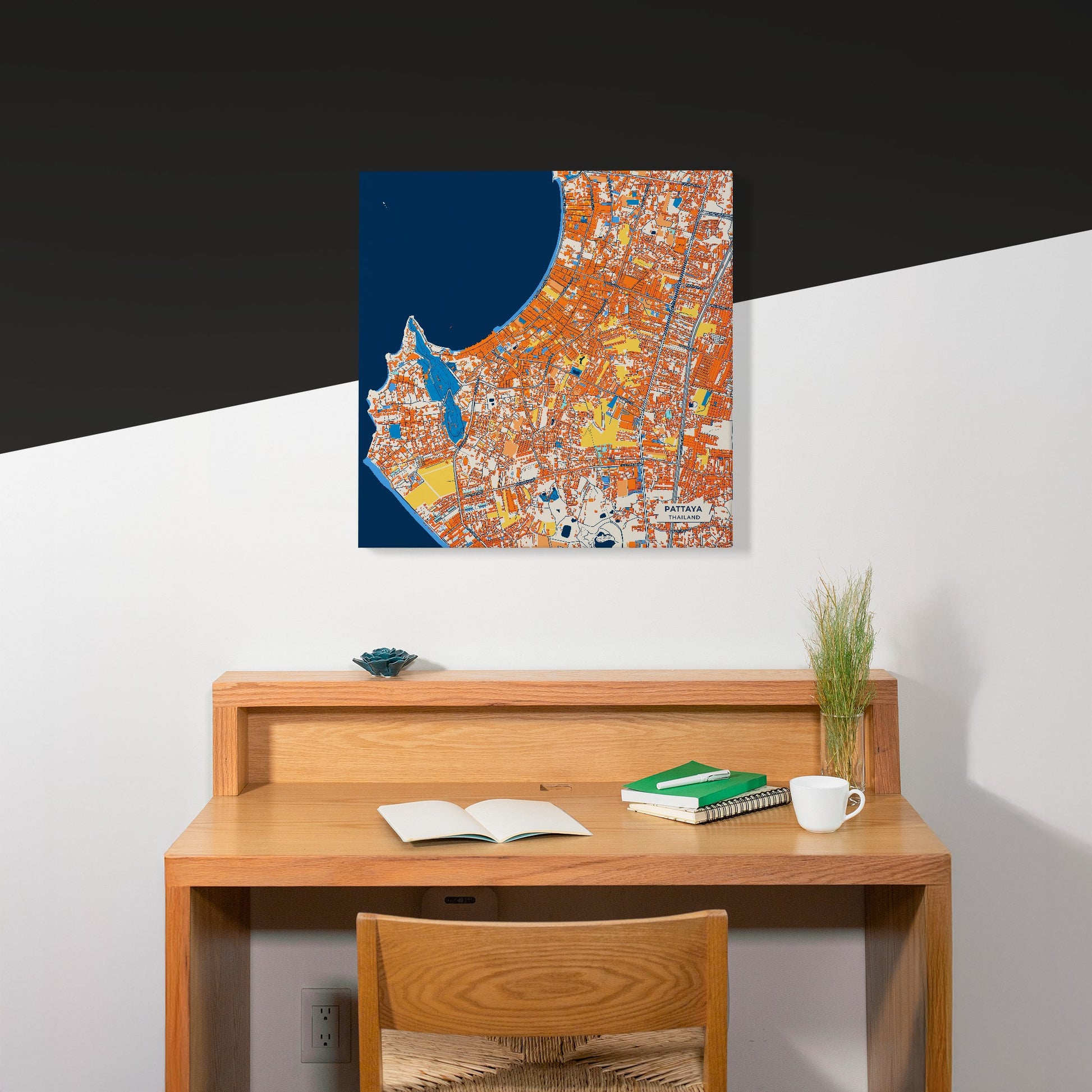 Pattaya Thailand Colorful City Map Canvas Print Scene