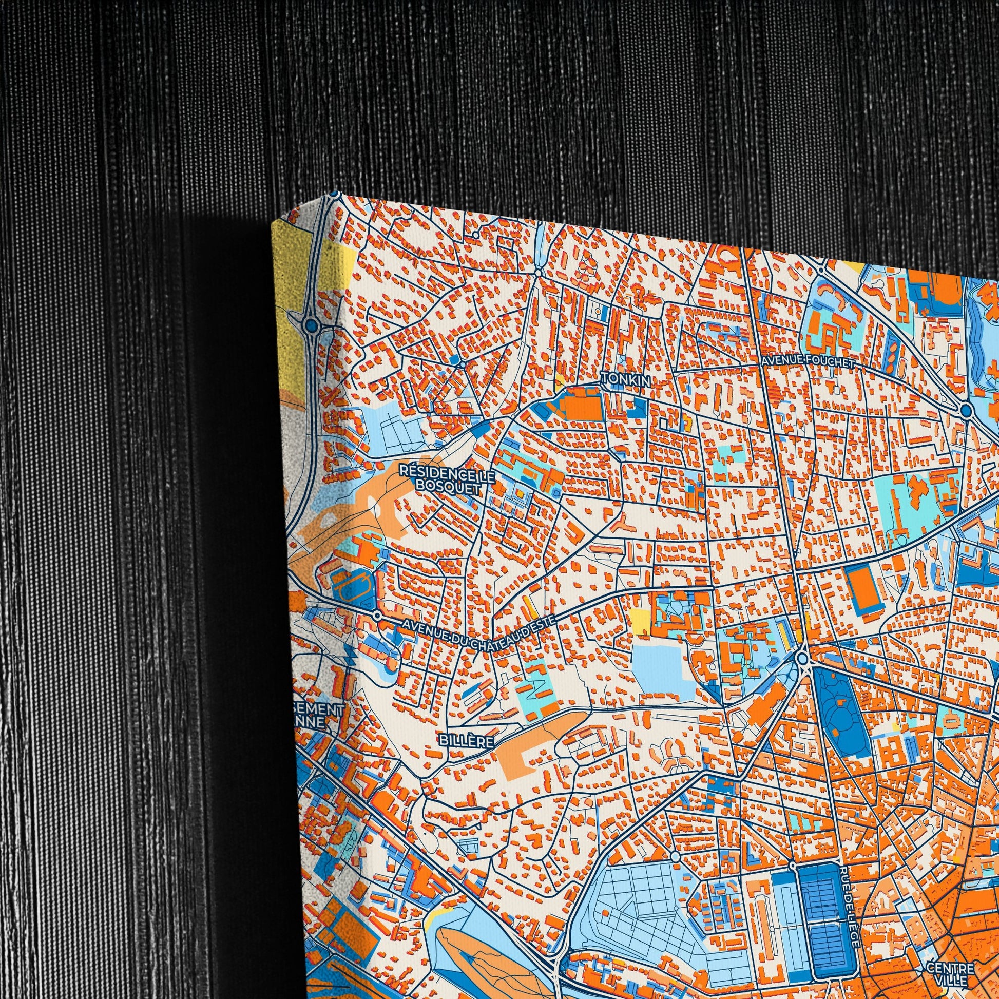 Pau France Colorful City Map Canvas Print Detail
