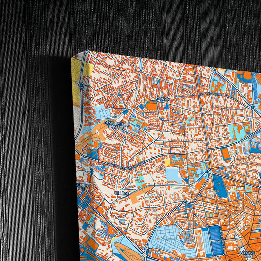 Pau France Colorful City Map Canvas Print Detail