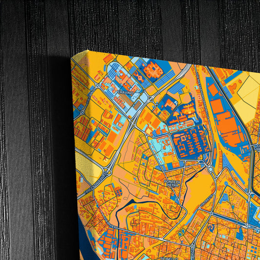 Pavia Italy Colorful City Map Canvas Print Detail