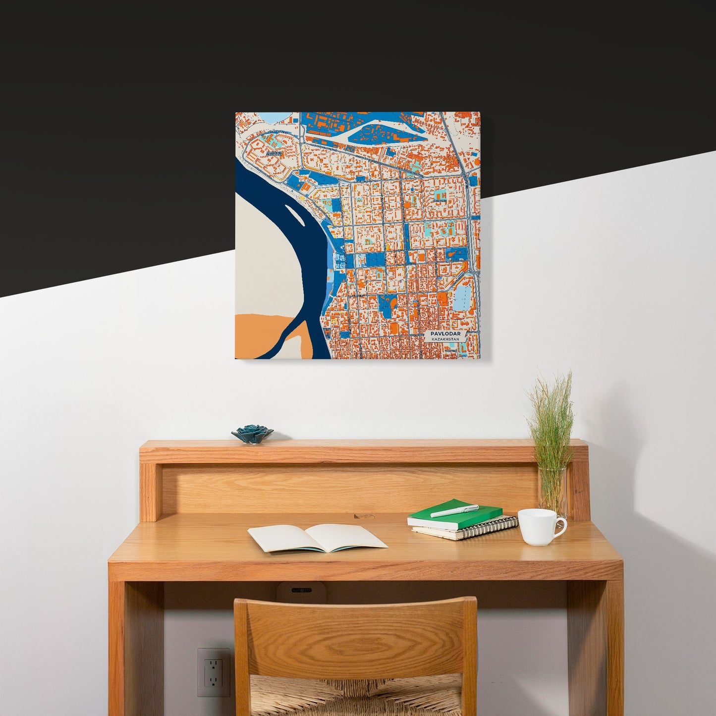Pavlodar Kazakhstan Colorful City Map Canvas Print Scene