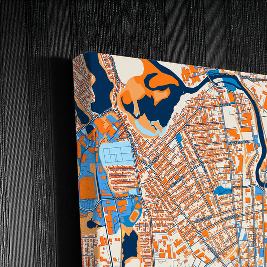 Pawtucket Rhode Island Colorful City Map Canvas Print Detail