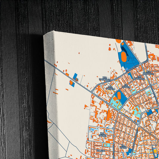 Пазарджик Bulgaria Colorful City Map Canvas Print Detail