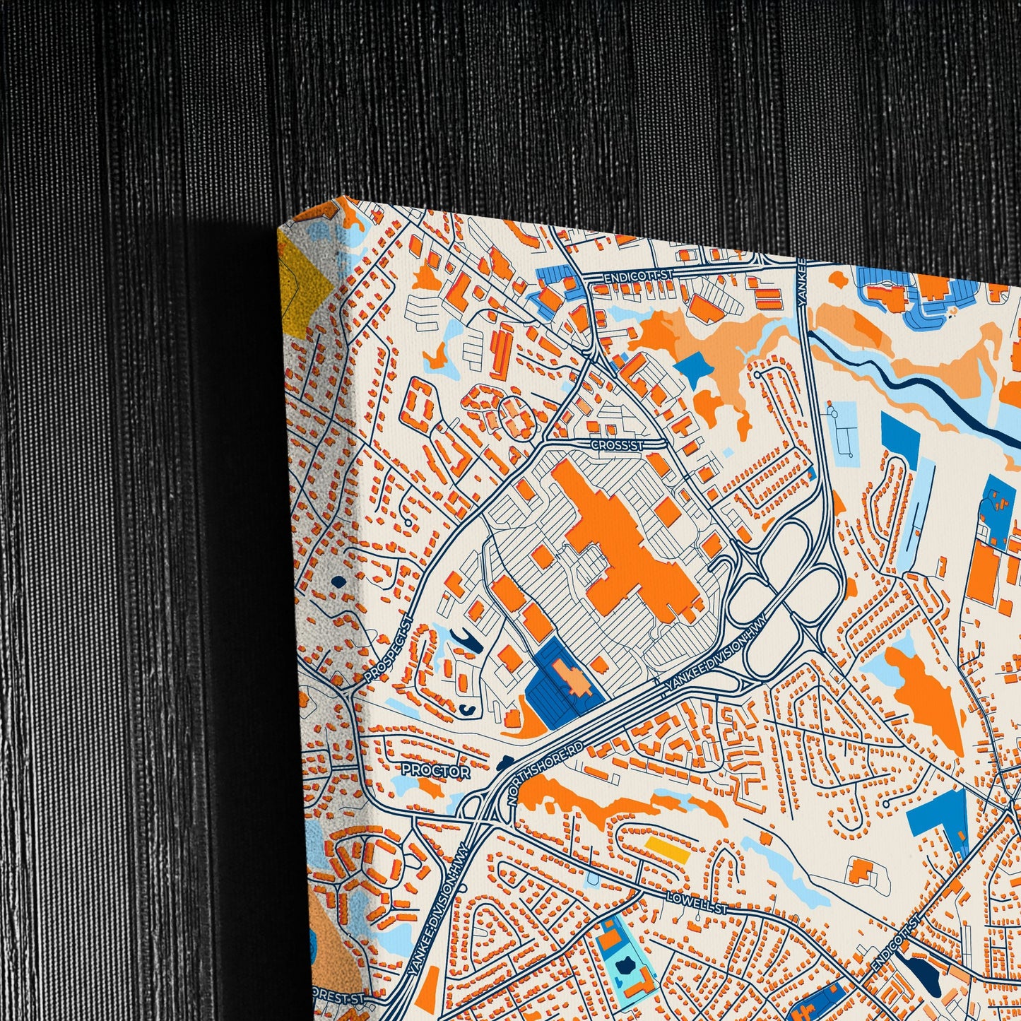 Peabody Massachusetts Colorful City Map Canvas Print Detail
