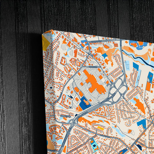 Peabody Massachusetts Colorful City Map Canvas Print Detail