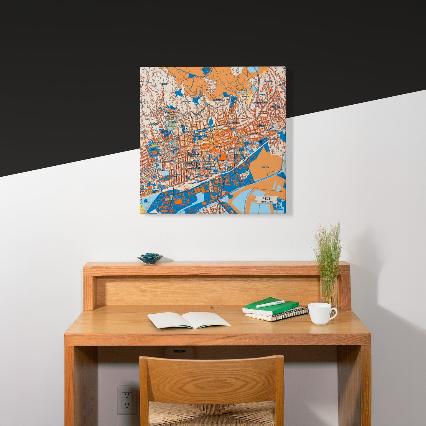 Pécs Hungary Colorful City Map Canvas Print Scene