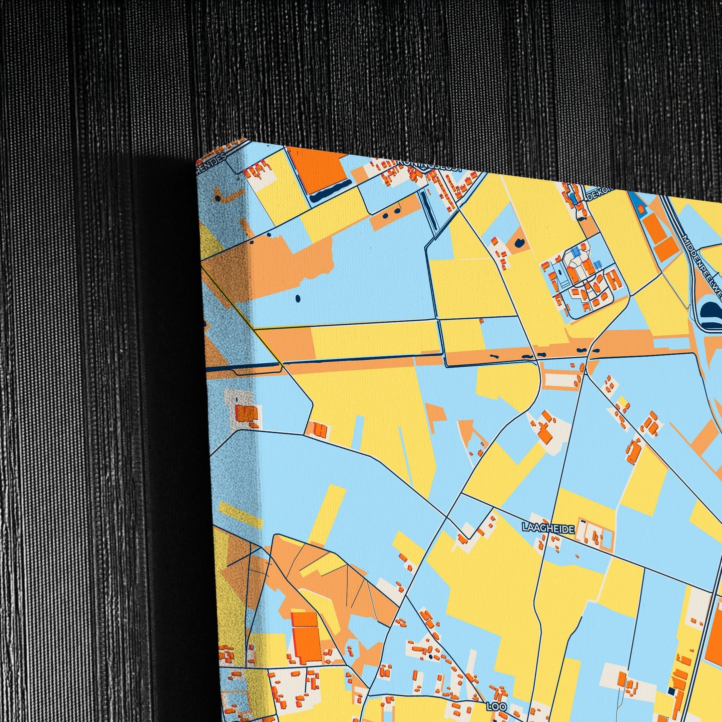Peelenmaas Netherlands Colorful City Map Canvas Print Detail