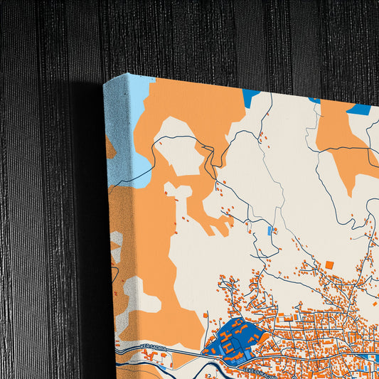 Pejë Kosovo Colorful City Map Canvas Print Detail
