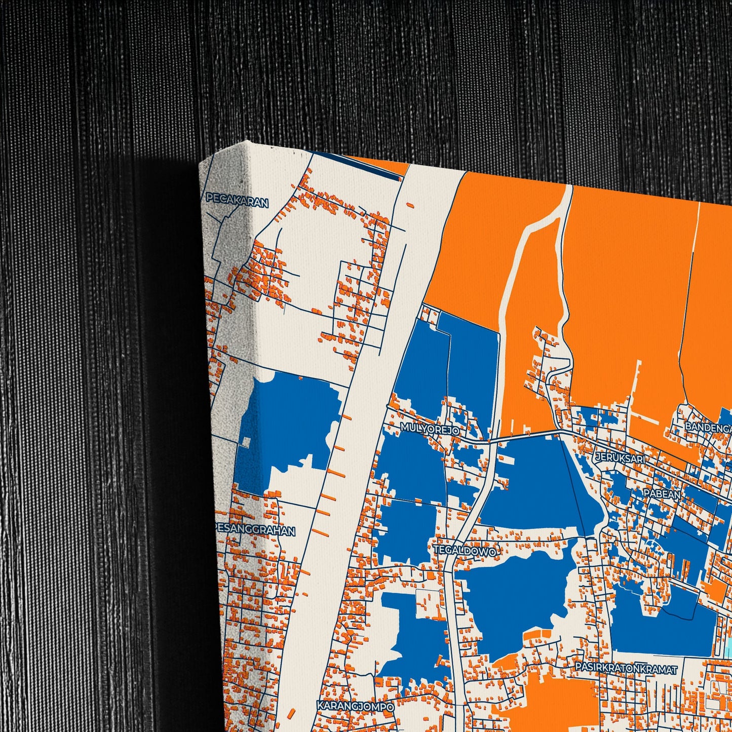 Pekalongan Indonesia Colorful City Map Canvas Print Detail