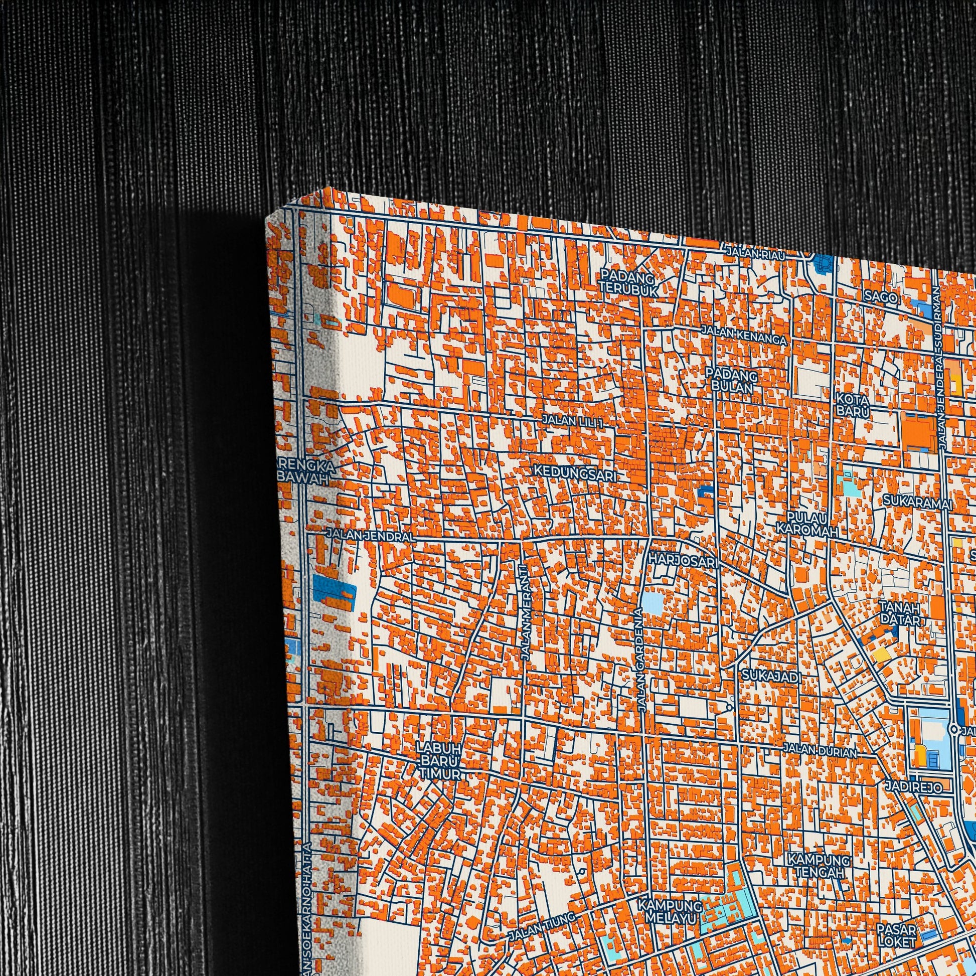 Pekanbaru Indonesia Colorful City Map Canvas Print Detail
