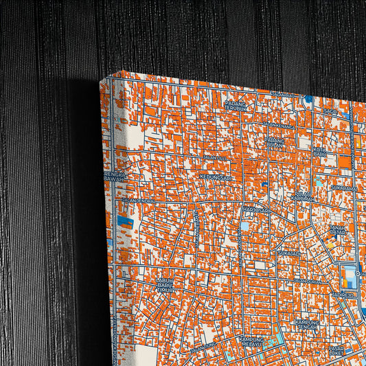 Pekanbaru Indonesia Colorful City Map Canvas Print Detail
